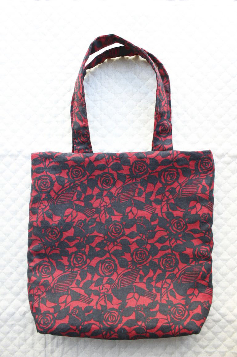 かたかけトートバック薔薇と鳩セット　赤×紺